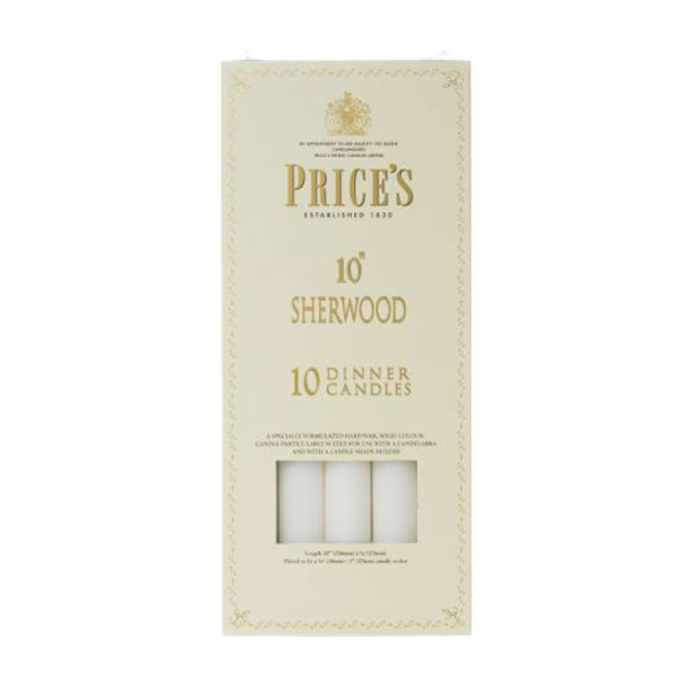 Price's Sherwood White Dinner Candles 25cm (Box of 10) £26.99